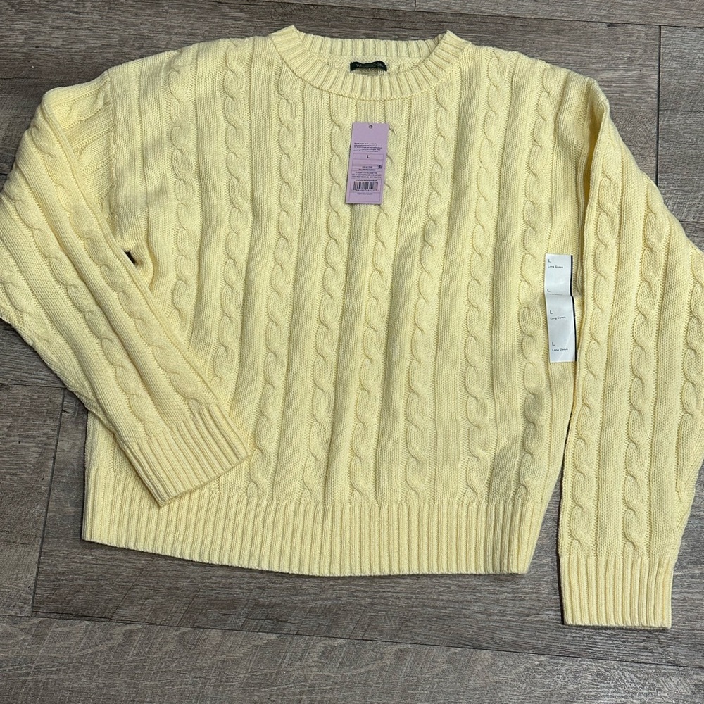 Wild Fable Light Yellow Cable Knit Sweater